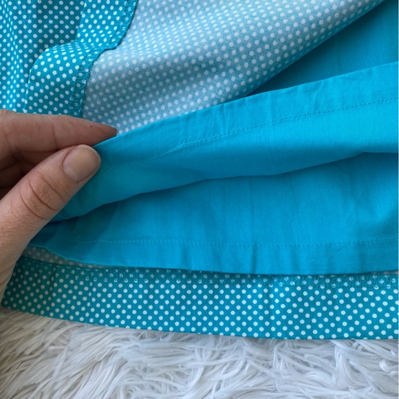 TALBOTS • NWT Turquoise and White Polka Dot A Line Pleated Skirt size 8P - Picture 10 of 16